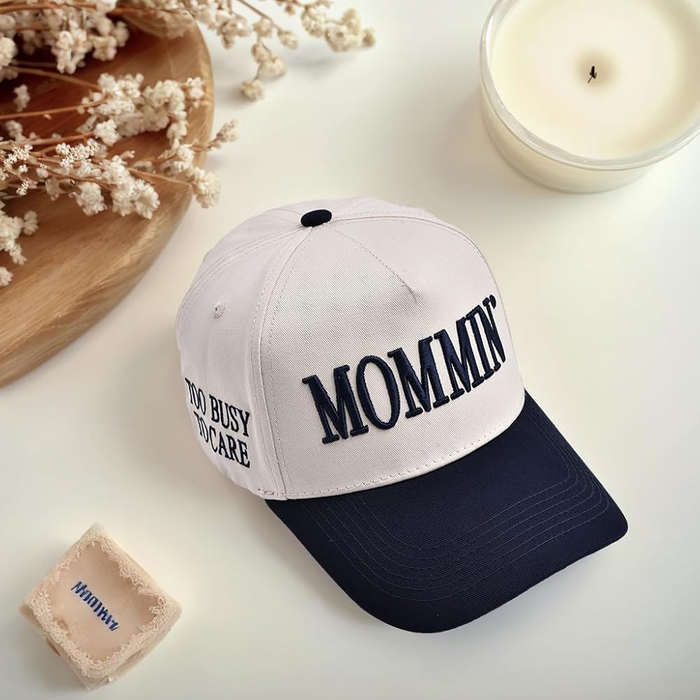 Vintage Two Tone Adjustable Baseball Cap For Women Vintage Mommin Trucker Hat - Adjustable Women's Baseball Cap With Embroidery Women's Adjustable Vintage Cap