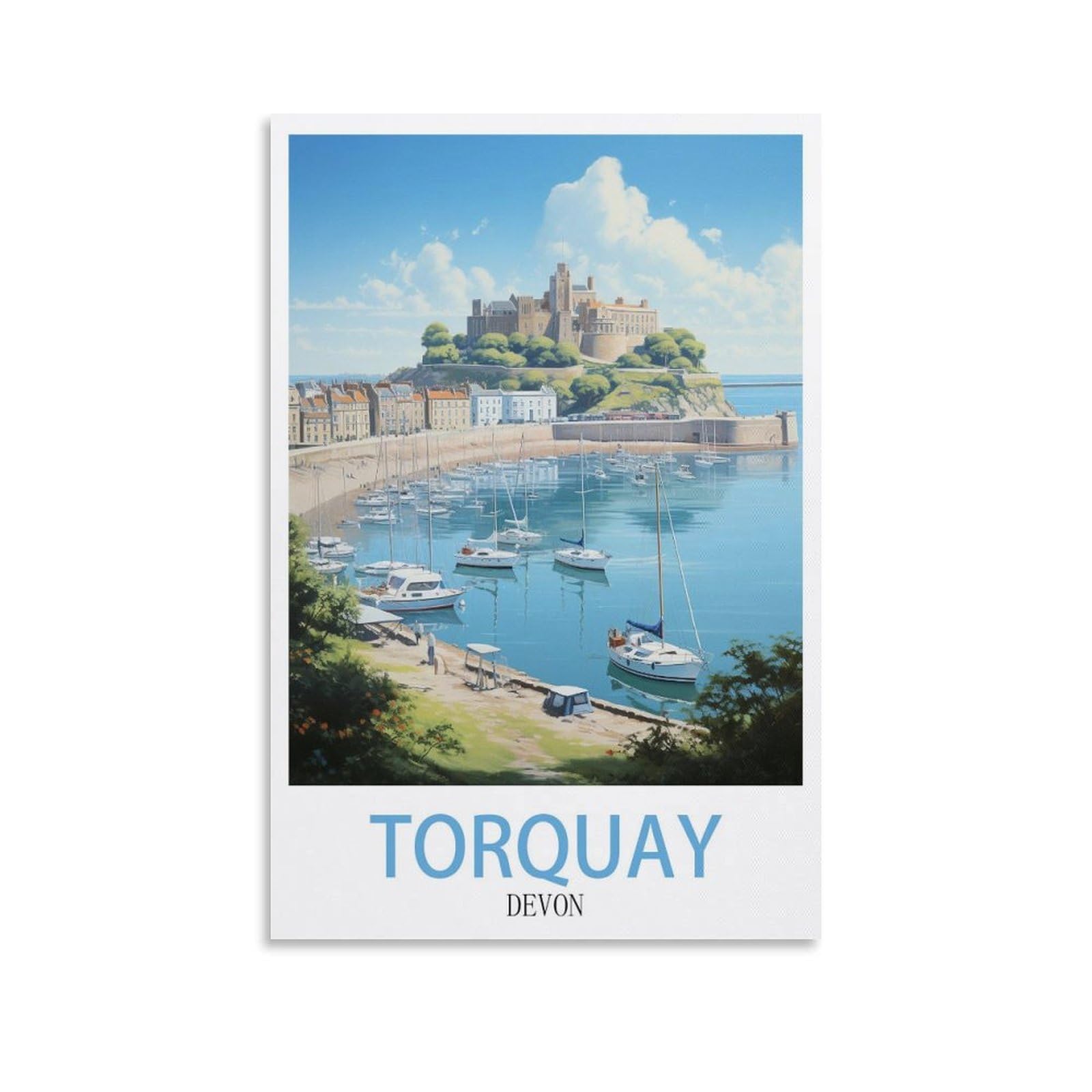 EZMLFA 5D Diamond Art Kits for Beginner,Torquay Devon,Diamond Art Kits Gem Cross Stitch Easy Kits for Beginner Crystal Art Crafts Home Wall Decor 50x60cm