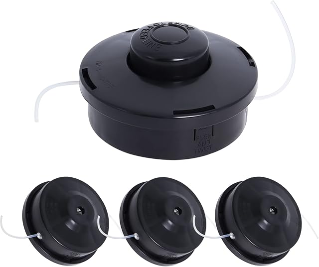 Poweka Universal Strimmer Head, 4 Pack Petrol Strimmer Replacement Head Dual 2 Line Petrol Strimmer Trimmer Brushcutter Bump Feed Spool Head, M10 x 1.25 LHF