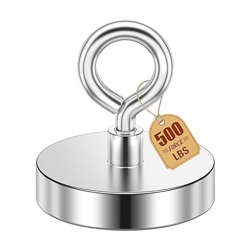 Miniatura 24 de Imán de neodimio de tierras raras con fuerza de tracción de 700 libras y cáncamo, diámetro de 2.95 pulgadas, magnetismo superior para rescate