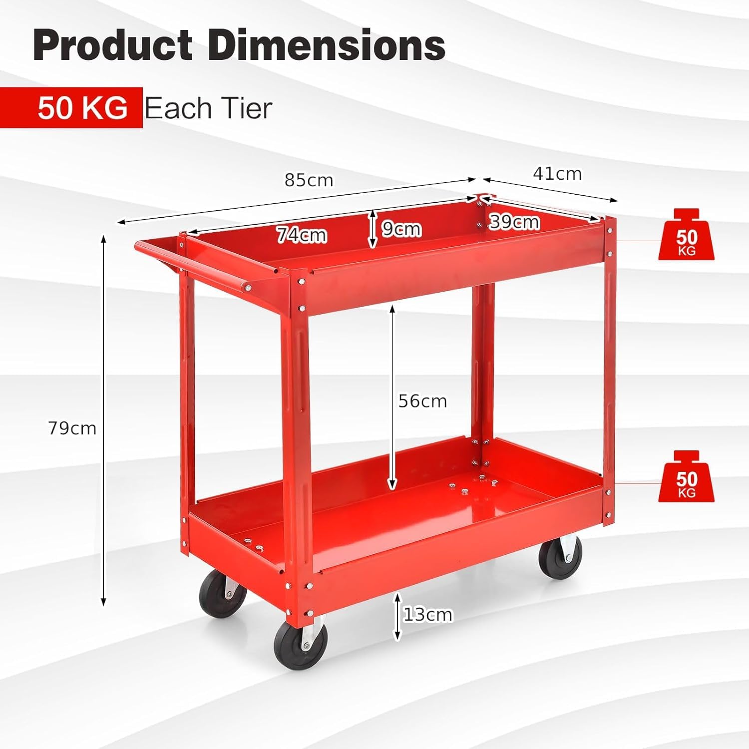 Carrello portautensili a 2 livelli con maniglia, le Carrello di servizio su ruote per, ufficio, Ga & Magazzino - Strumento versatile Sto Solut