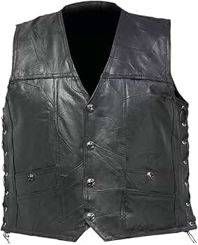 Amazon.com: Kelsiop Motorcycle Men's Leather Vest Spring And