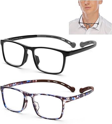 Miniatura 1 de AQWANO Gafas de lectura con bloqueo de luz azul, elegante diseño para lectores de computadora, lente transparente antifatiga ocular y