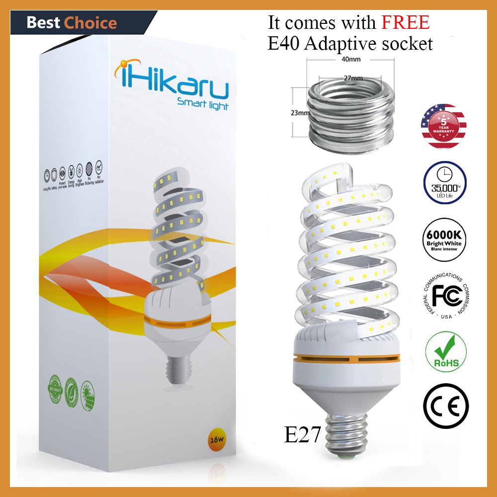 30 Watt Spiral LED Light Bulb Equivalent 250 Watt Daylight Easy To Install E26&27 Screw Base For Factory Flood Light Street Lamp Post Lighting Garage