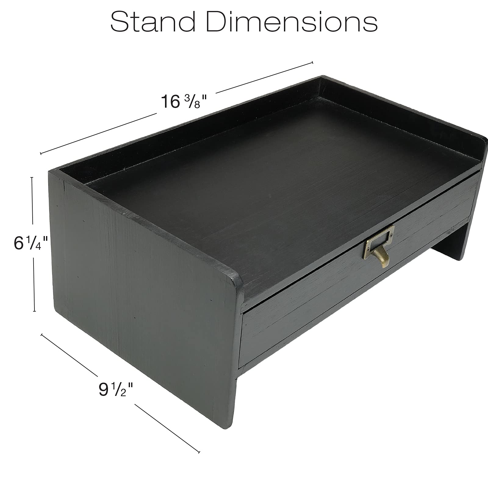 Support De Moniteur En Bois Excello Global Products Avec Tiroir – Noir, Ergonomique (Hauteur 16,5 Cm)