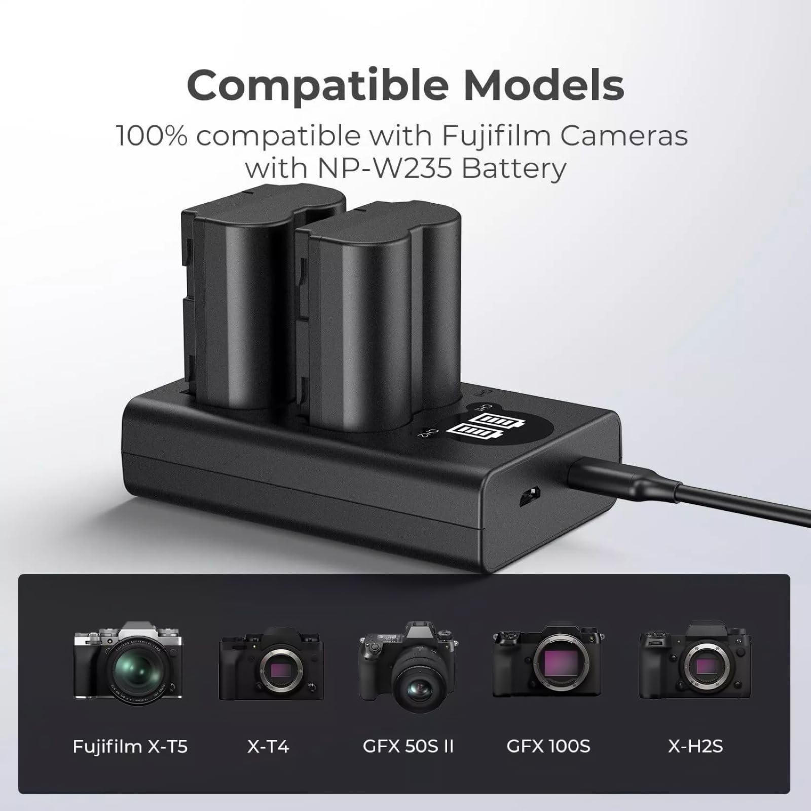 Amazon | 富士用フイルムXT5 / XT4 / XH2S用デュアルバッテリー急速