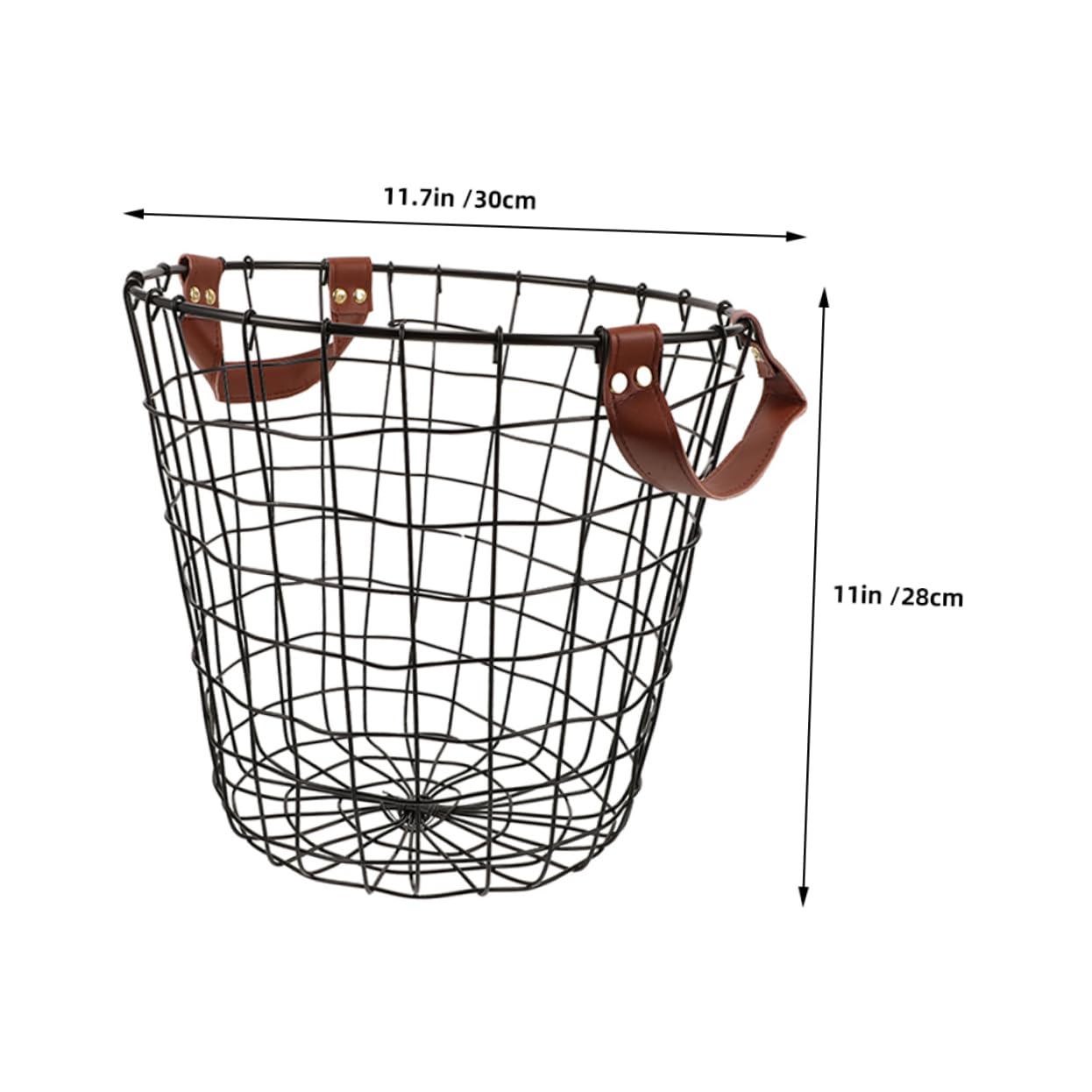 Cesto in Ferro Rustico per Legna con Grande Capacità, Resistente e Versatile, per Uso All'aperto in Cucina, Forma Rotonda Stile Fattoria