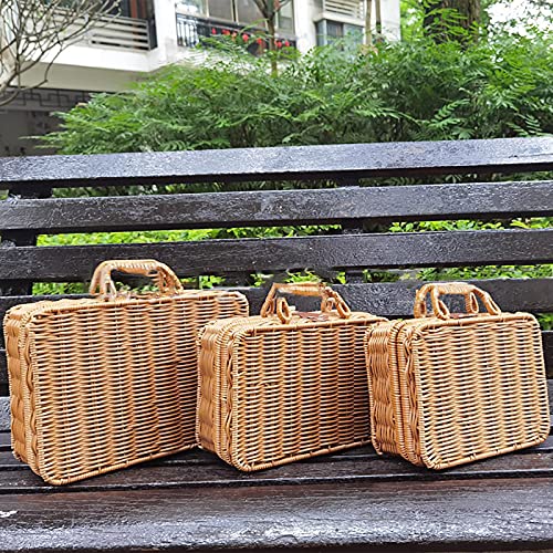 Panier de rangement rétro osier couvercle pour épicerie et maison - 2