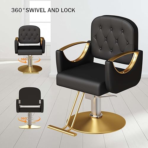 Miniatura 20 de Silla de peluquería silla de salón de 360 grados giratorias, silla de peluquería hidráulica con capacidad de hasta 330 libras, equipo de spa de Azul