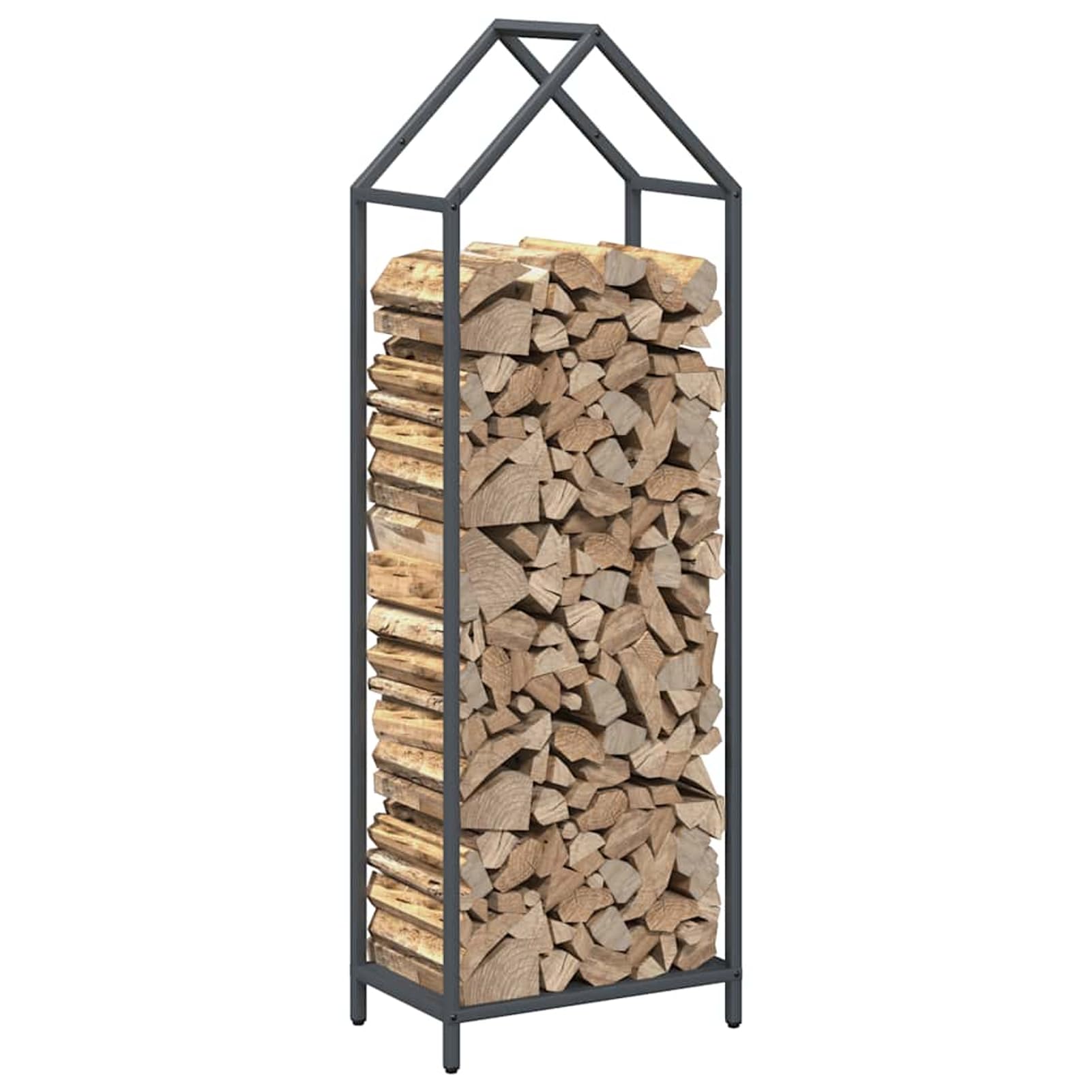 Regał na drewno opałowe ze stali walcowanej na zimno (nośność 100 kg) – antracytowy, 40 x 25 x 120 cm, wytrzymały magazyn na drewno kominkowe do salonu, garażu i domku ogrodowego – łatwy montaż i