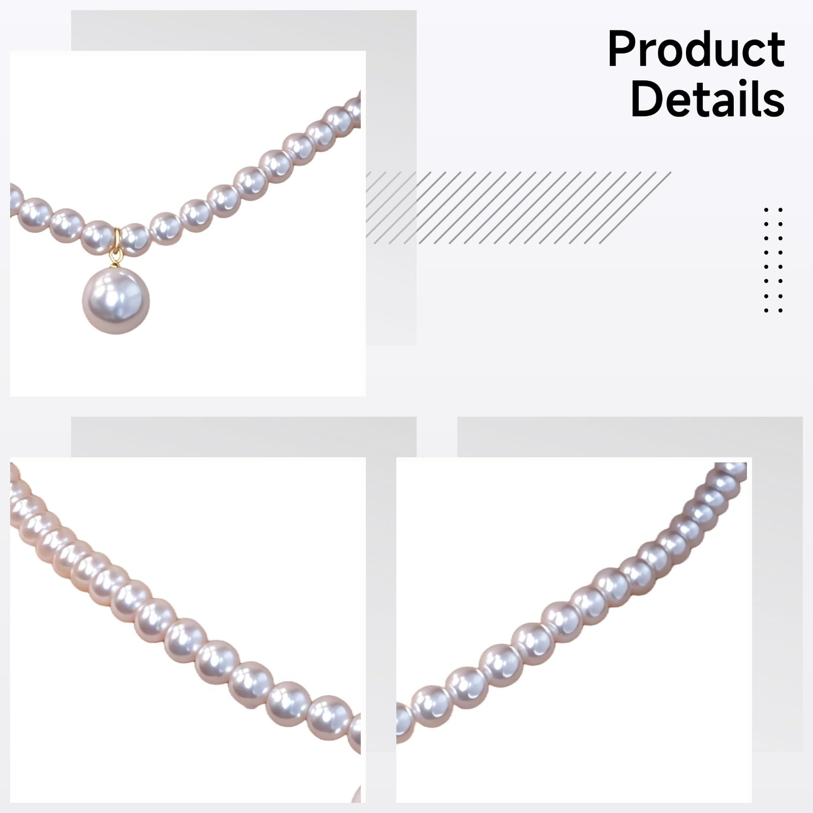 Collar de plata de ley 925 con perlas artificiales blancas y colgante chapado en oro, ajustable de 18.43 pulgadas, viene con caja de regalo