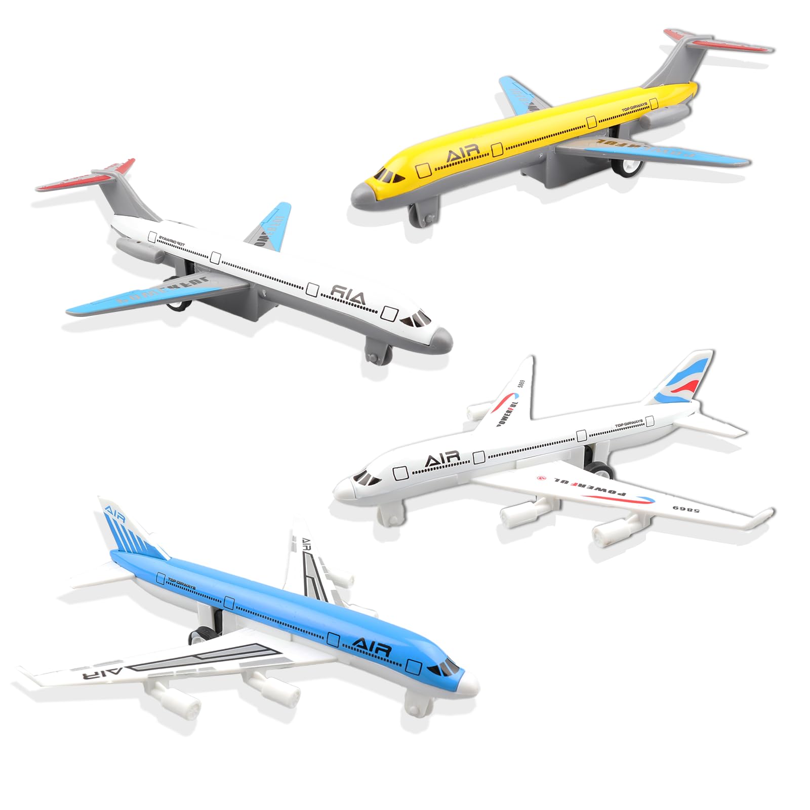 Airplane Toys, Metal and Plastic Plane Pull Back Airplane Toys for 3+Years Old Boys Girls, Die Cast Aircraft Plane Models, Kids' Play Vehicles