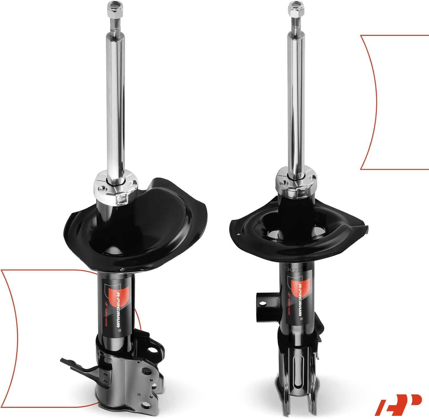 A-Premium Rear Struts Compatible with Nissan X-Trail 2005-2006 - 2x Replacement Suspension Bare Strut Shock without Coil Spring