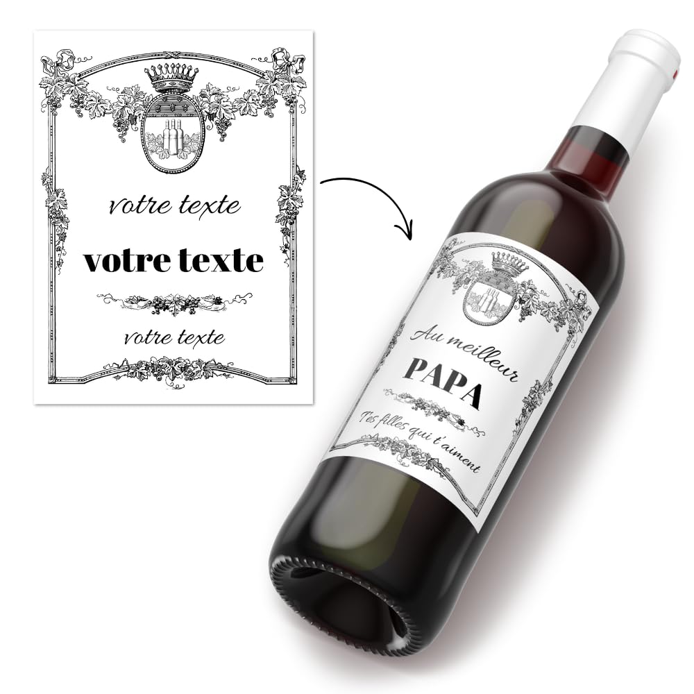 Etiquetas personalizables para botellas de vino (lote de 6) - añade tus textos - etiqueta personalizada - regalo - cumpleaños - boda - bautizo - jubilación