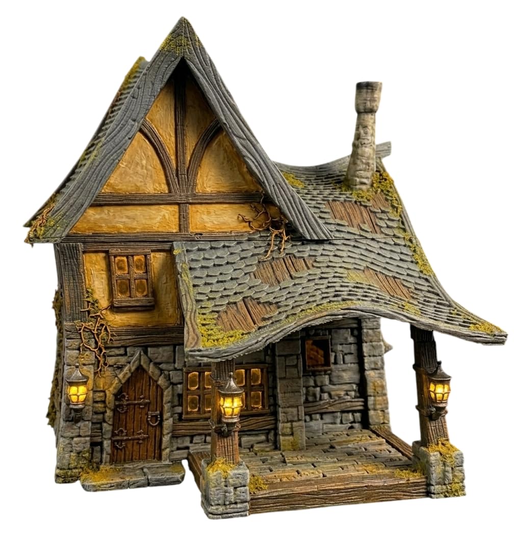 Town of Strommdale Fantasy House - 3-Piece 3D-Printed PLA Building for 28mm Tabletop Gaming, Sturdy Modular Scenery for Wargames, Dioramas & RPGs (Grey)