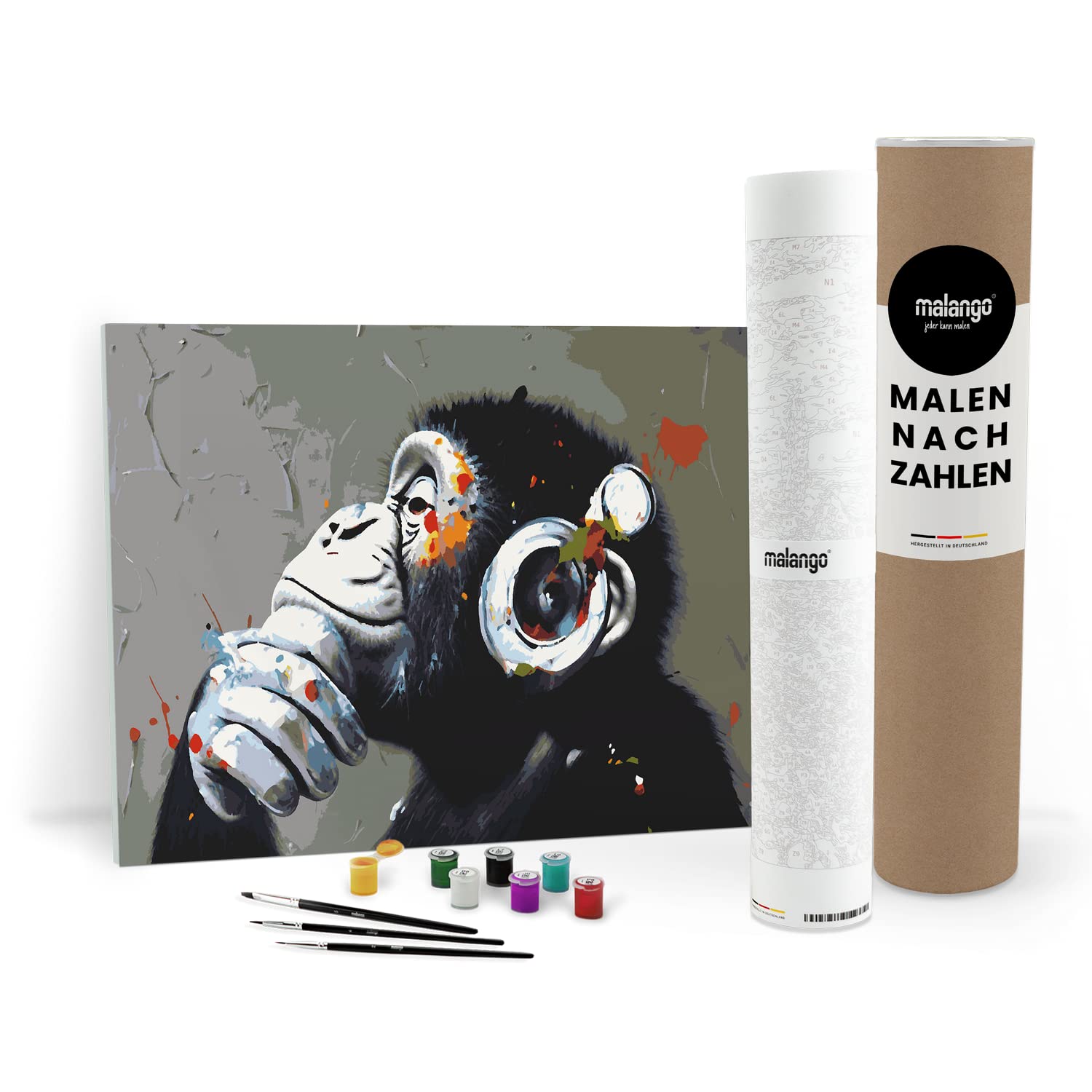 Malen nach Zahlen Erwachsene - AFFE Bob Bonkey 90 x 60 cm groß XL Premium-Malset ohne Rahmen, Hergestellt in unserer Produktion in Deutschland, Kreative