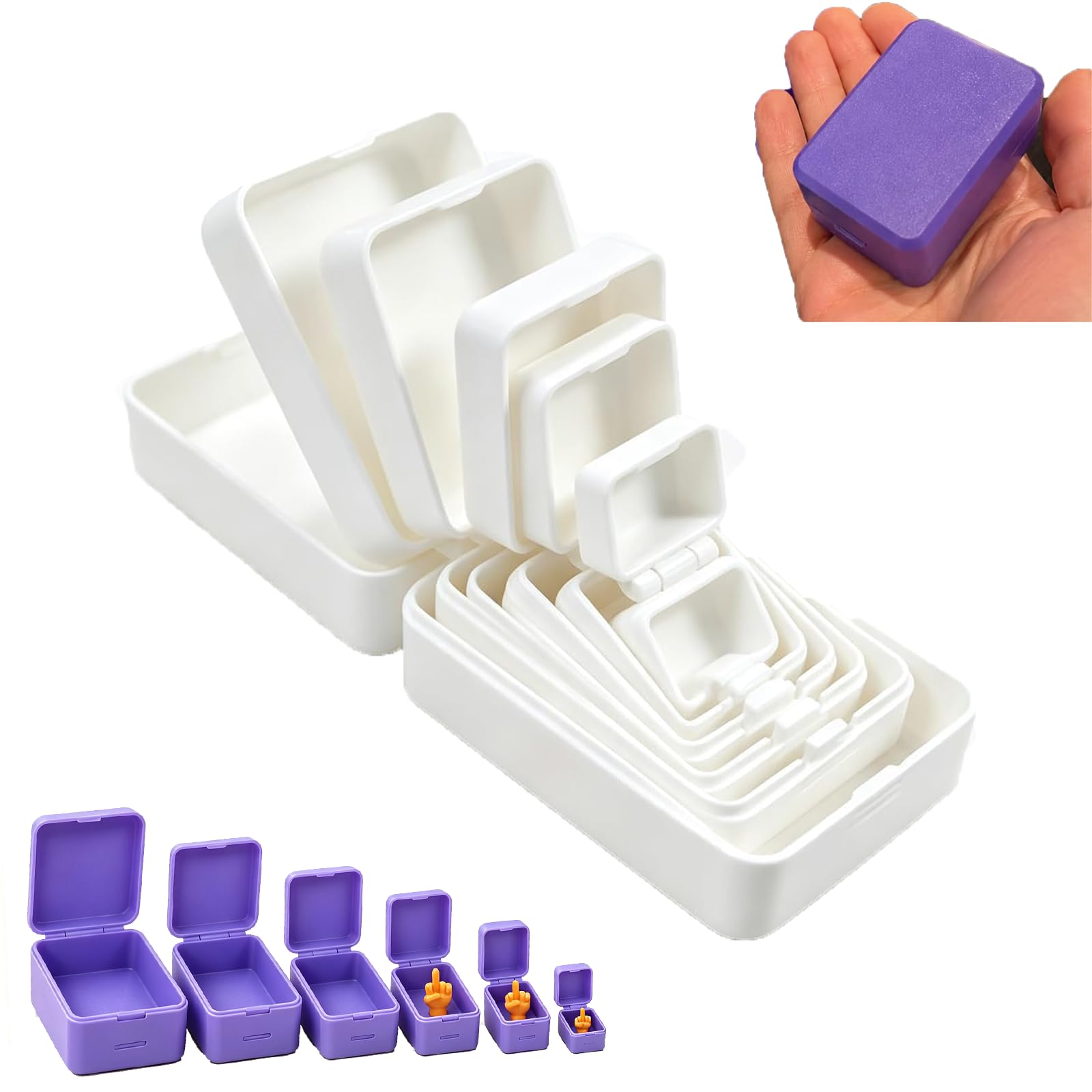 Never Ending Middle Finger Prank Gift Box, 6-Layer Nested Screw Design Surprise Box, Reusable 3D Printed Gotcha Box for Annoying Friends, Coworkers, White Elephant & Birthday Gag Jokes，White