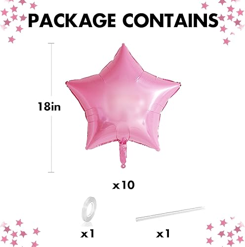 Miniatura 2 de Globos de papel de aluminio de estrella rosa, globos de papel de aluminio de 18 pulgadas para helio, 10 globos de cumpleaños de helio rosa claro,