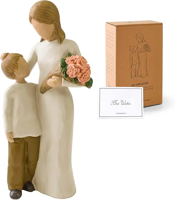 Mother and Son Figurine - Hand-Painted Resin Statue for Mother's Day Gifts