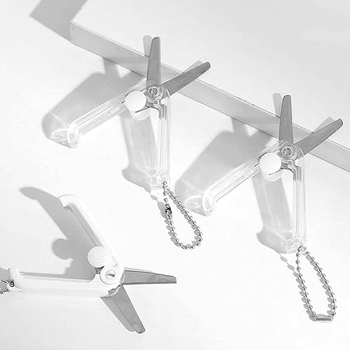 Miniatura 5 de Tijeras plegables de bolsillo con llavero para cortar tijeras de viaje portátiles, cortador telescópico plegable, álbum de recortes, manualidades,