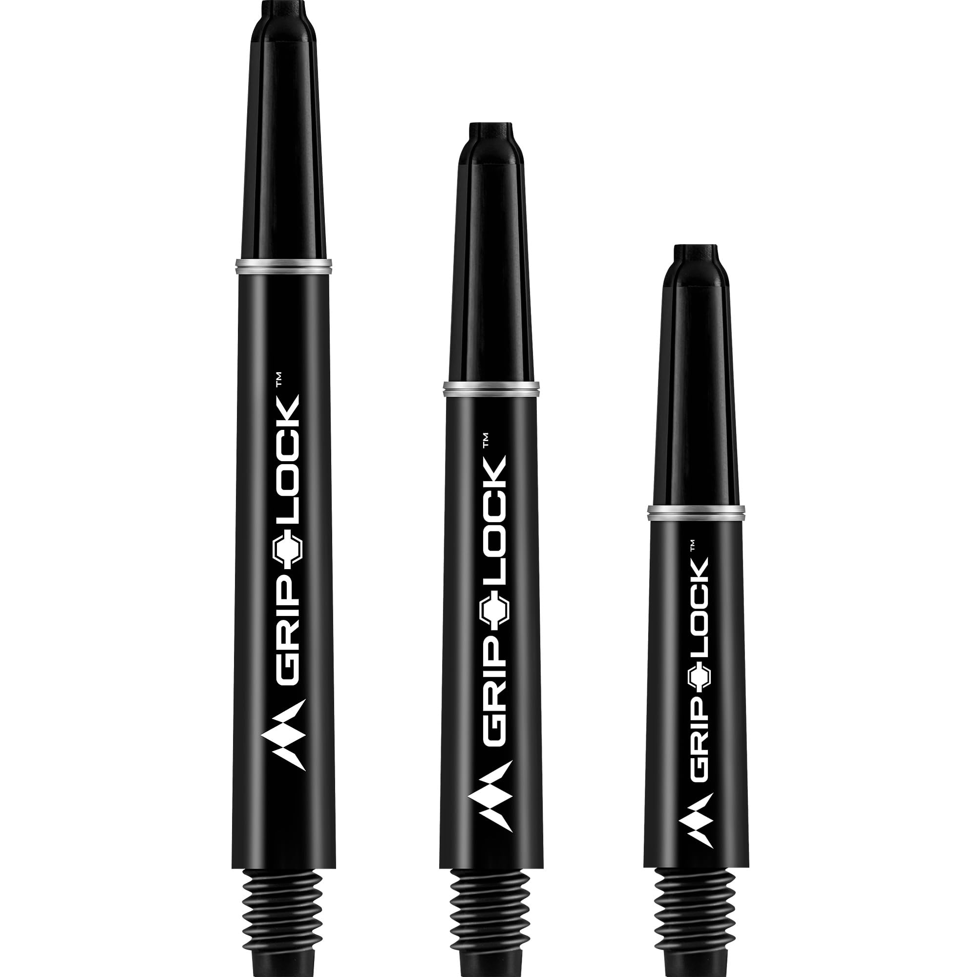 Mission Darts GripLock Dart Shafts | Tough Durable Nylon Stems | Medium, Black, 5 Sets of 5 Shafts (5XS1061)