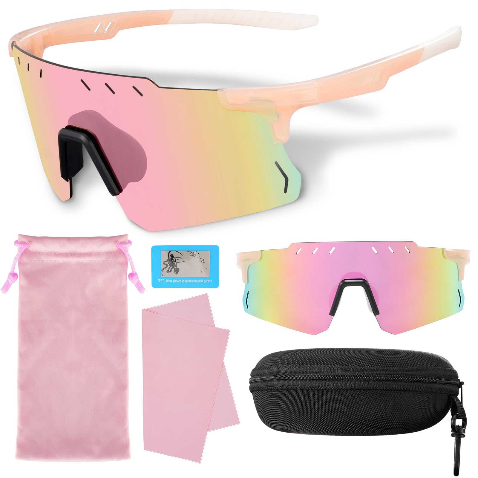 Uilfsur Schnelle Brille Rave Sonnenbrille Herren Damen Polarisiert,Fahrradbrille Sunglasses UV400,Sportbrillen für Outdoor-Aktivitäten wie Reiten Skifahren Angeln Laufen Reisen usw