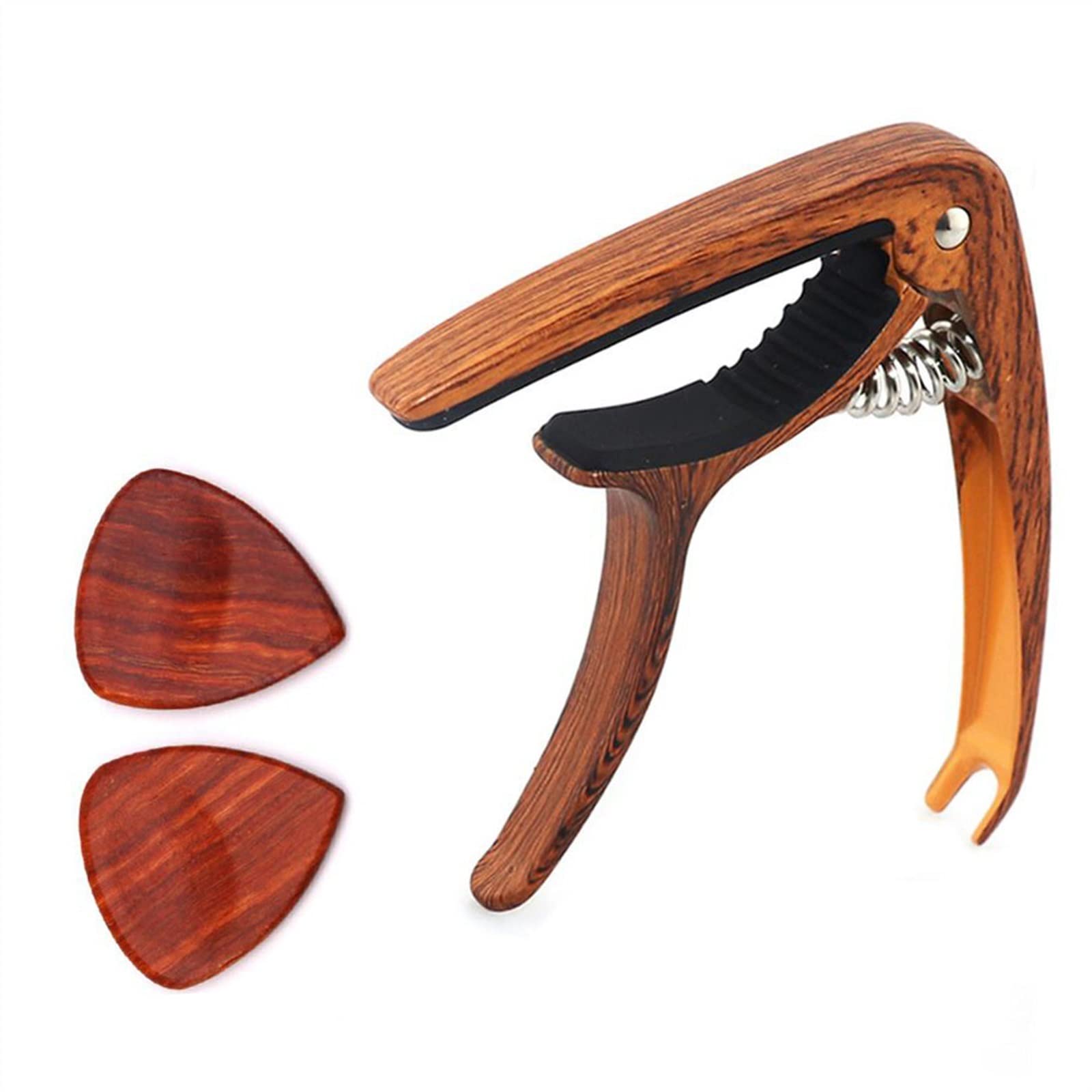 Chiave A Morsetto A Cambio Rapido Capotasto per Chitarra Acustica Capotasto per Chitarra in Legno con Set di 2 Plettri Professionale Strumenti per Chitarra