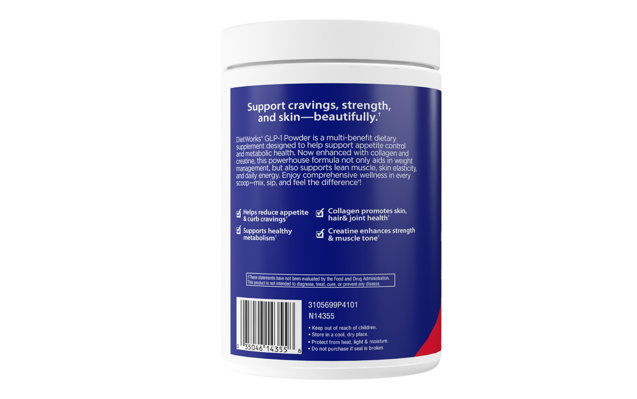DietWorks GLP-1 Booster – Daily Companion Drink Mix with 6g Prebiotic Fiber, Probiotics, Collagen & Creatine – Supports Gut Health, Hydration, Energy & Wellness – Lemon Lime Flavor, 30 Servings — Amazon image 3