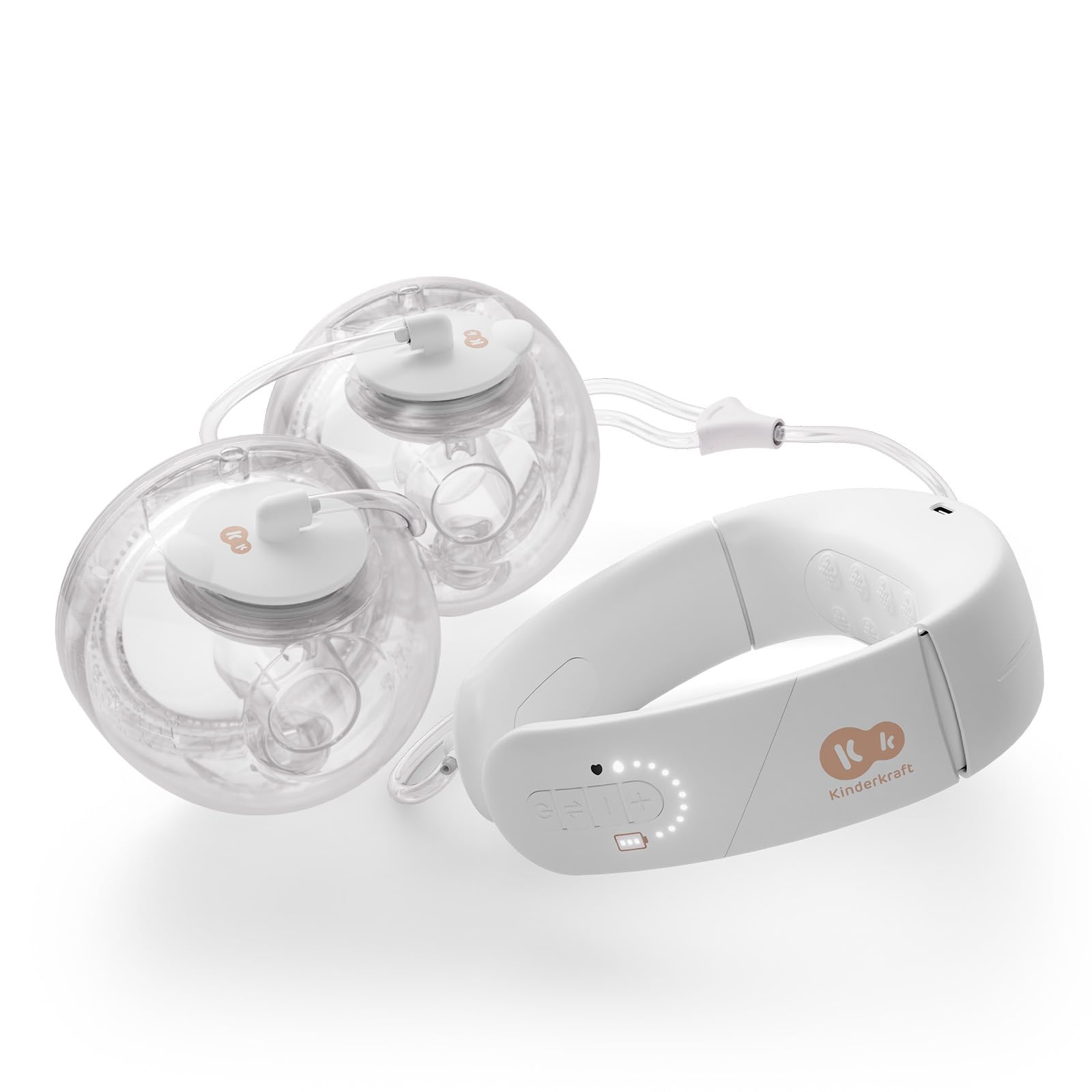 Kinderkraft GentleNest Laktator Elektryczny Podwójny, 3 tryby, 9 poziomów intensywności, funkcja soft-heat, lejki 17-27 mm, bateria 180 min, USB-C, higiena, akcesoria, Złoty
