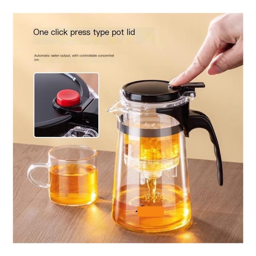 Teekanne, Hochtemperaturbeständiger Teebereiter aus Glas mit Sieb – Easy Brew Mug