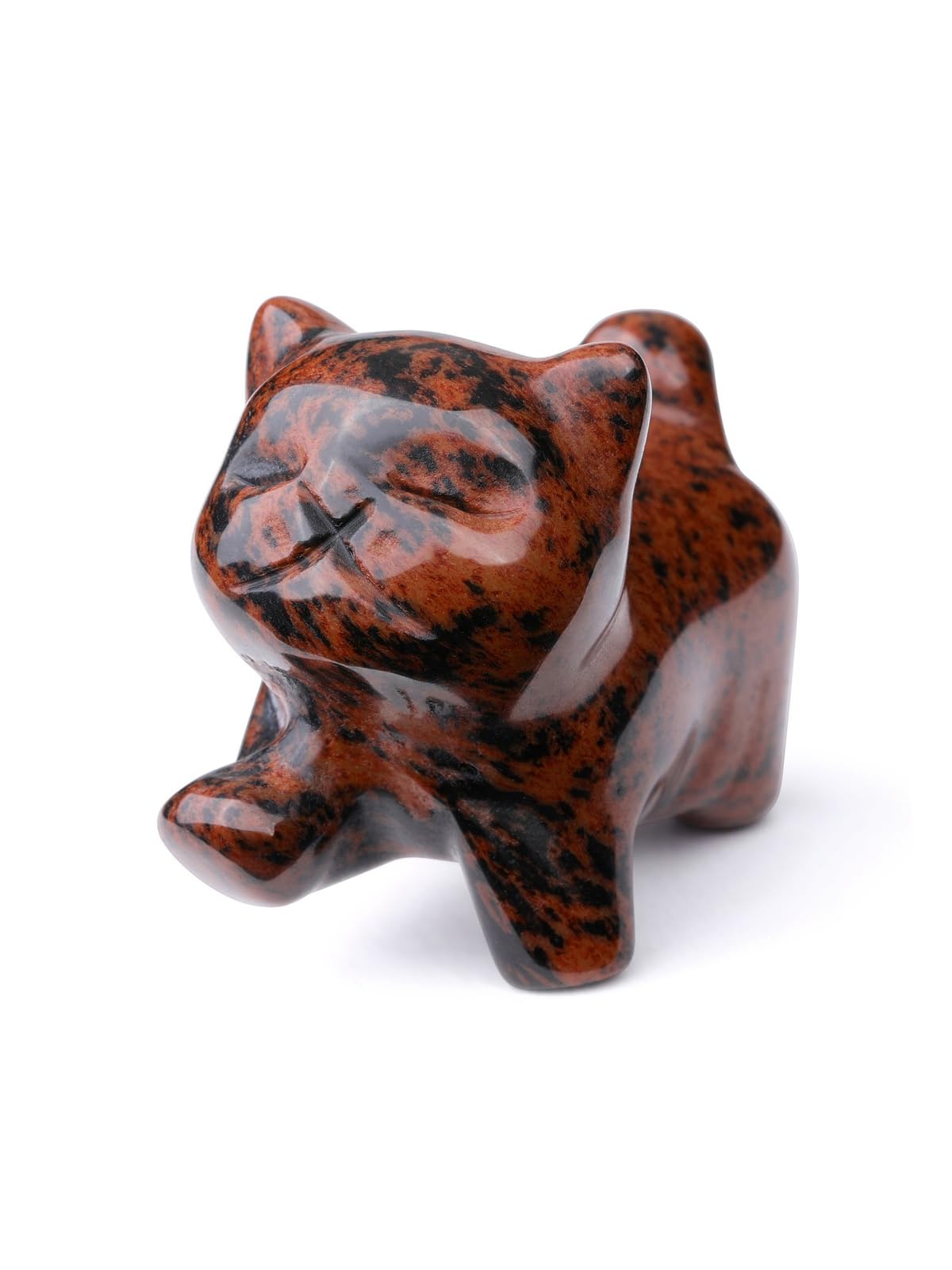 JSDDE Red Obsidian Crystal Cat Figurine Gifts, Cute Healing Crystal Gemstone Cats Statue Ornament for Home Office Decor, 1.5” Cats Gift for Women Men Christmas