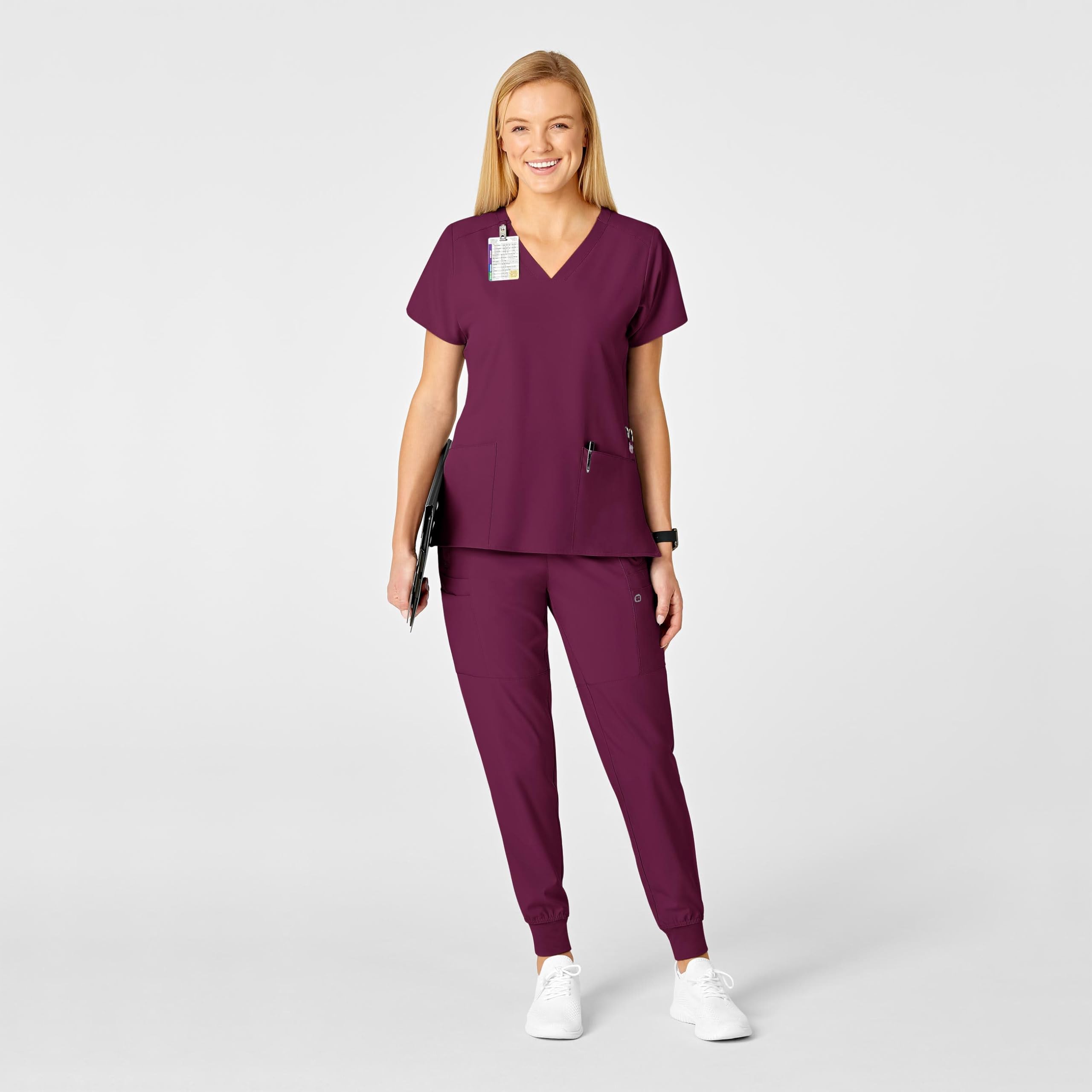 WonderWink Damen Flex Back V-Ausschnitt Scrub Top, Wein, X-Groß