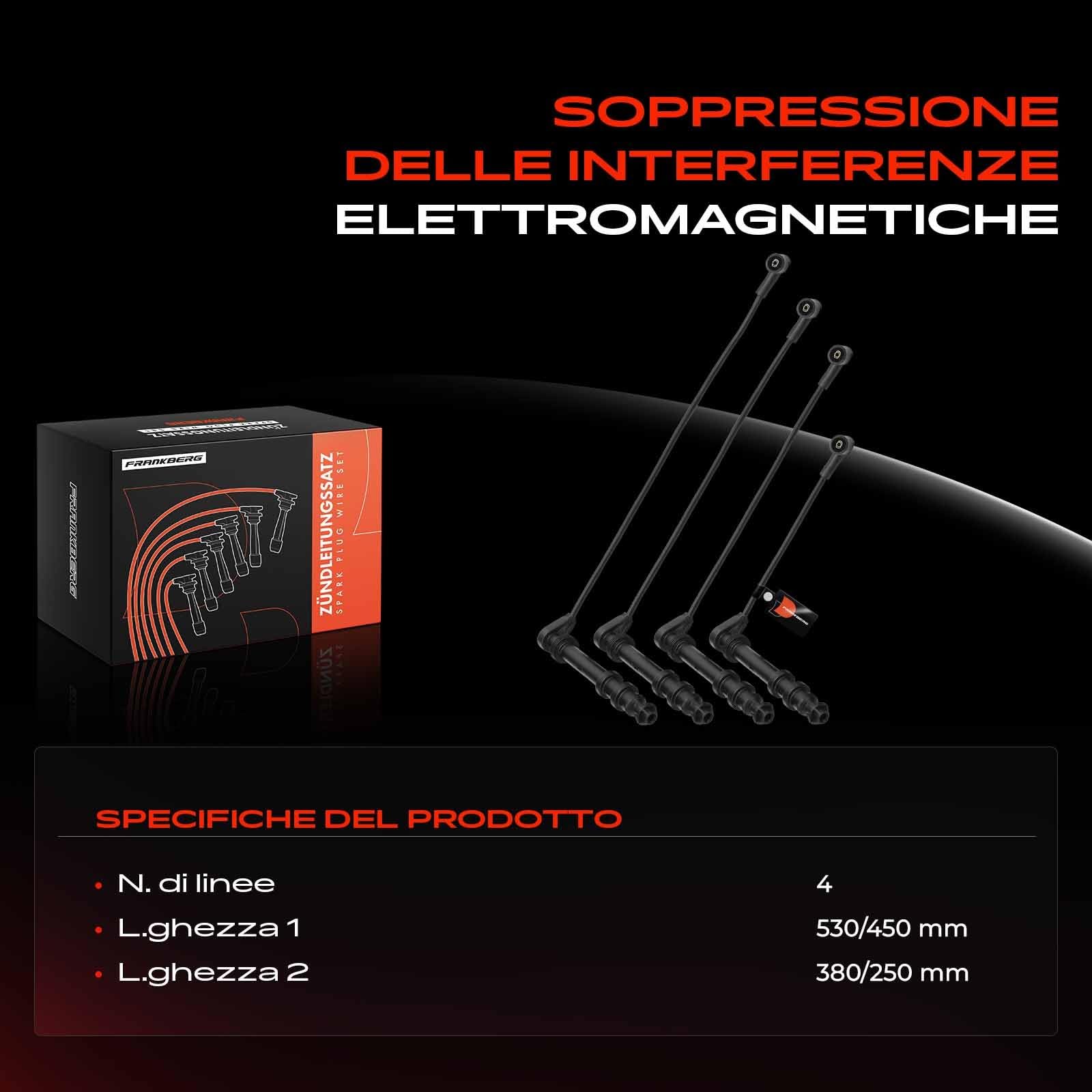 Frankberg 4x Set cavi di accensione Set cavi di accensione Benzina Compatibile con B.r.a.v.a B.r.a.v.o I Marea Multipla Palio Dedra Delta II Lybra SW Replace# 46413088
