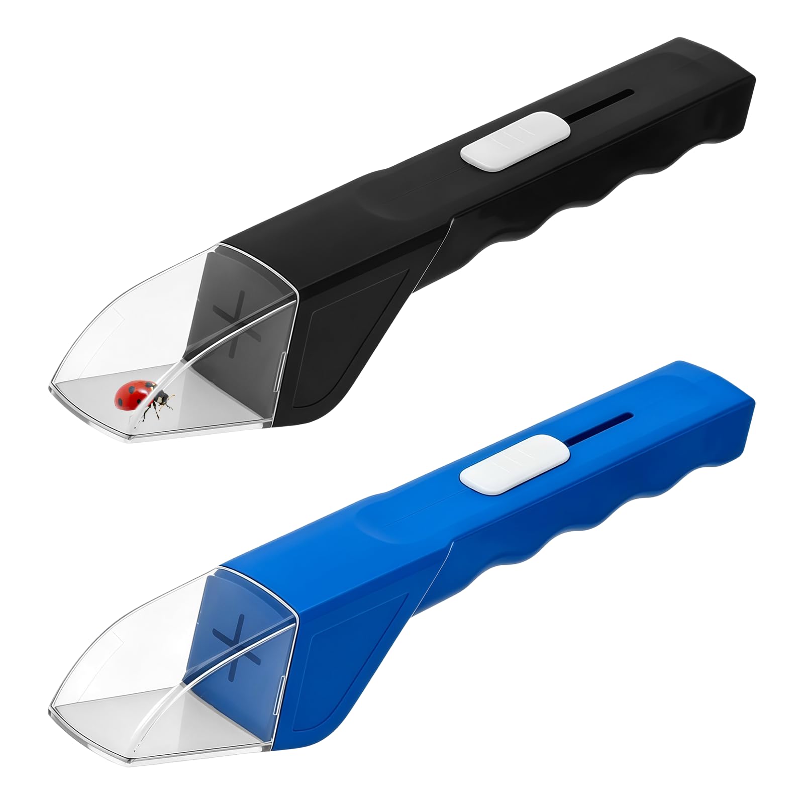 MEISH 2 Pcs Bug Catcher Portable Humanized Handheld Insect Observer Black and Blue Fly Catching Tool Clear Observation Box for Science Activities Outdoor Exploration Release Insects,27 * 5 * 5cm