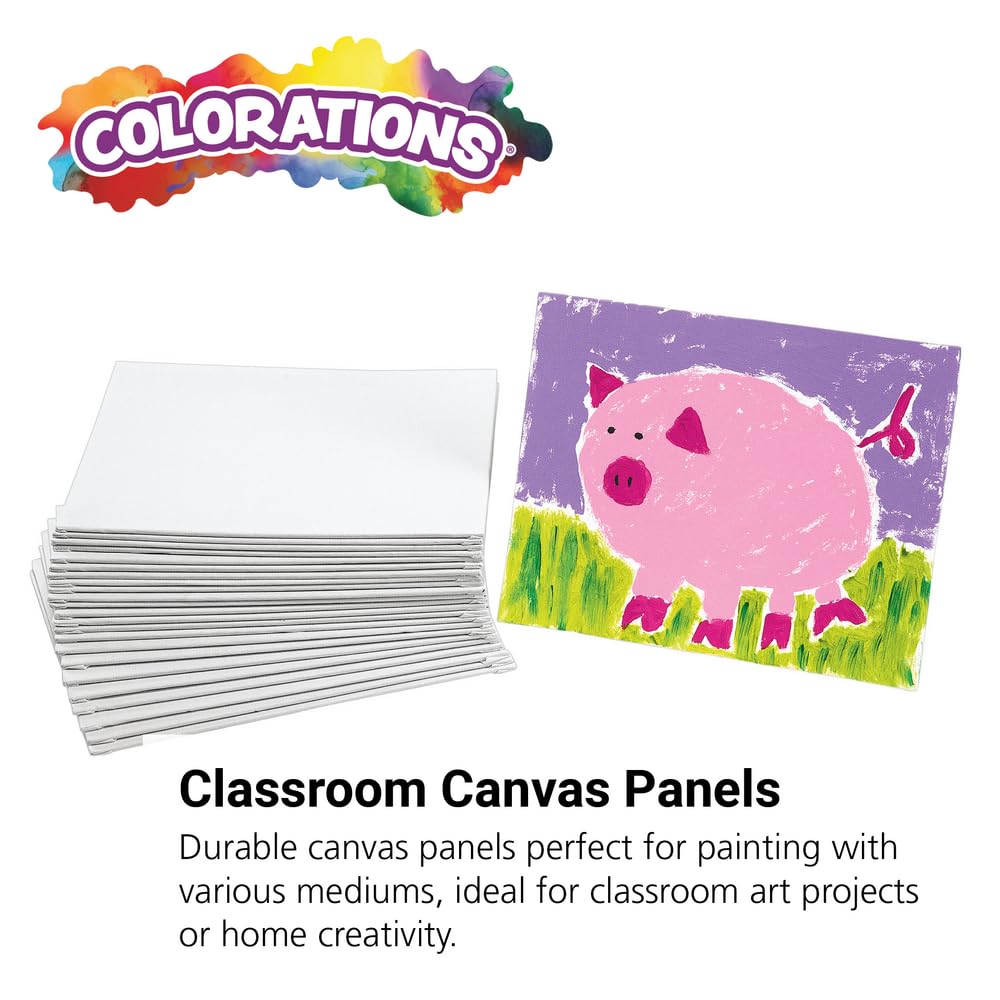 Colorations® Canvas Panel Pack, Great for Painting a Masterpiece, Ideal for Artists & Students, Set of 30, Kids Canvas for Painting, 8'' x 10'', Canvas Boards for Painting, School Supplies