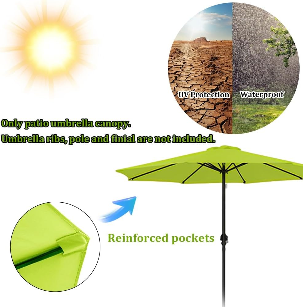 Replacement strong & thick Umbrella Canopy Cover, Heavy-Duty and Sun Protection Parasol Top for Large Patio, Replacement Cover for 6/8 Ribs, Canopy Only