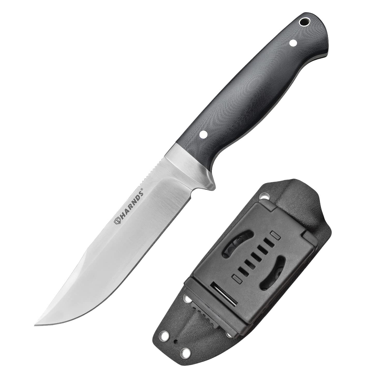 Harnds Defender D2-Stahl Full-Tang Feststehendes Messer Jagdmesser für Camping Outdoor Bushcraft Survival Feststehende Klinge Messer (G10 Griff + Kydex Scheid)