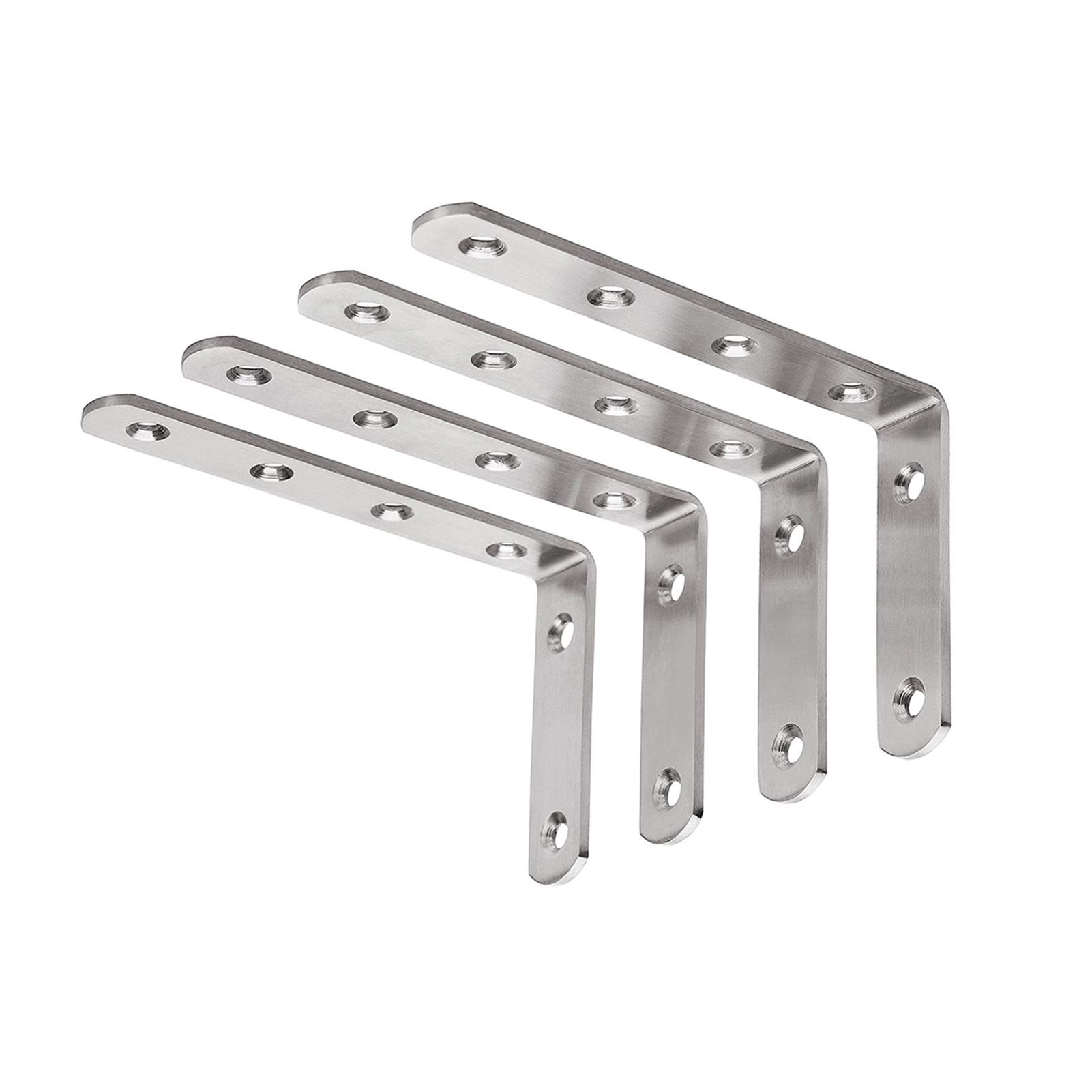 2PCS Corner Brace Stainless Steel Brackets 90 Angle Joint Fastener Shelf Support for Furniture Cabinet Screens Wall(L250 H150mm)