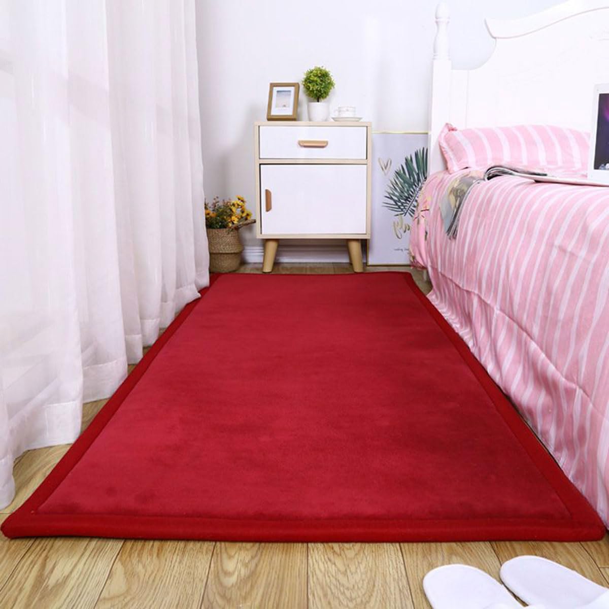 Single tree forest Coral Velvet Area Rugs, Kid’s Floor Play Mat, Nursery Rug, Girls Boys Play Room Bedroom Nursery Carpet-Claret-120 * 200cm