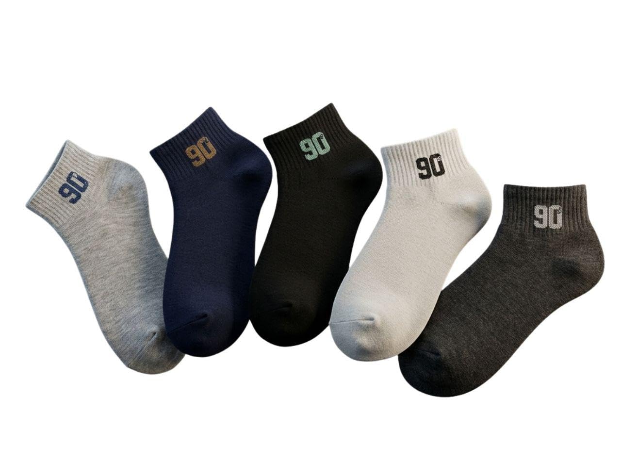 90 Series Ankle Socks for Men & Women | Soft, Breathable & Comfortable | Low-Cut Sports & Casual Socks | Sweat Absorbent Everyday Wear | Multicolor Pack of 5-image-41