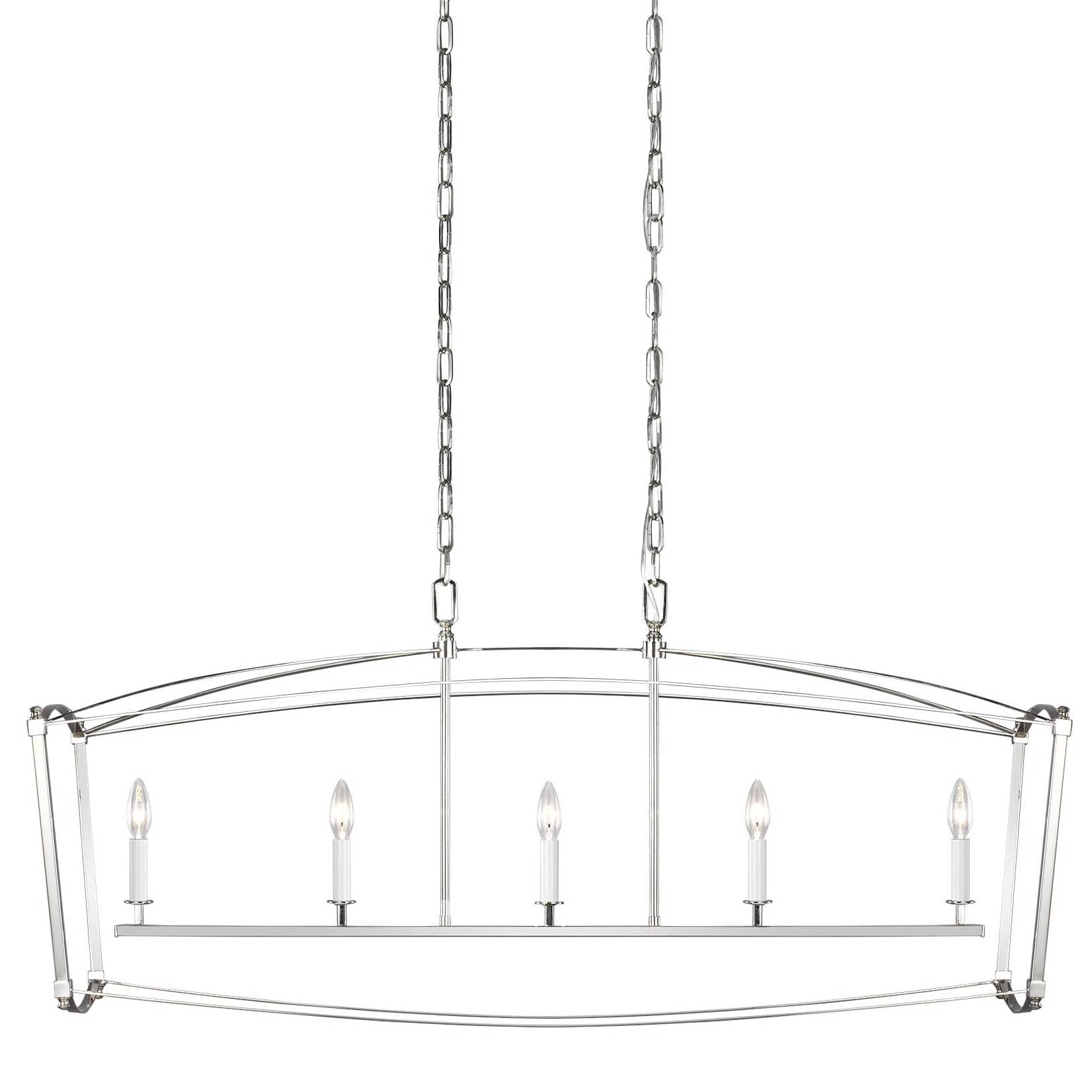 Feiss Generation Lighting-Sean Lavin-Linear Chandelier 5 Light Steel in Period Inspired Style-14 Inch Wide by 20.25 Inch Tall-