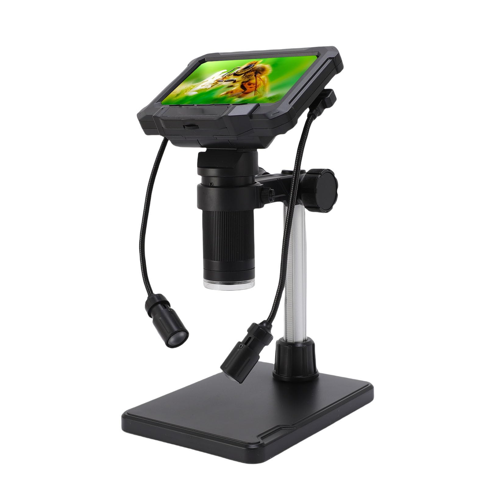 Naroote 4,3-Zoll-LCD-Digitalmikroskop, 720P 1MP 1080P-Kamera mit 8 Einstellbaren LEDs und 2 Seitenlampen, Ideal für die Inspektion von Leiterplatten, Schmuck, Briefmarken, Uhren und PC-Ansicht