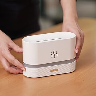 Difusores de Aromaterapia 2 em 1 Difusor de Óleo Essencial para Umidificador com Luz Noturna de Chamas 180 mL Umidificador Silencioso para Difusores de Ar Aroma Doméstico Proteção de Desligamento Automático Sem Água