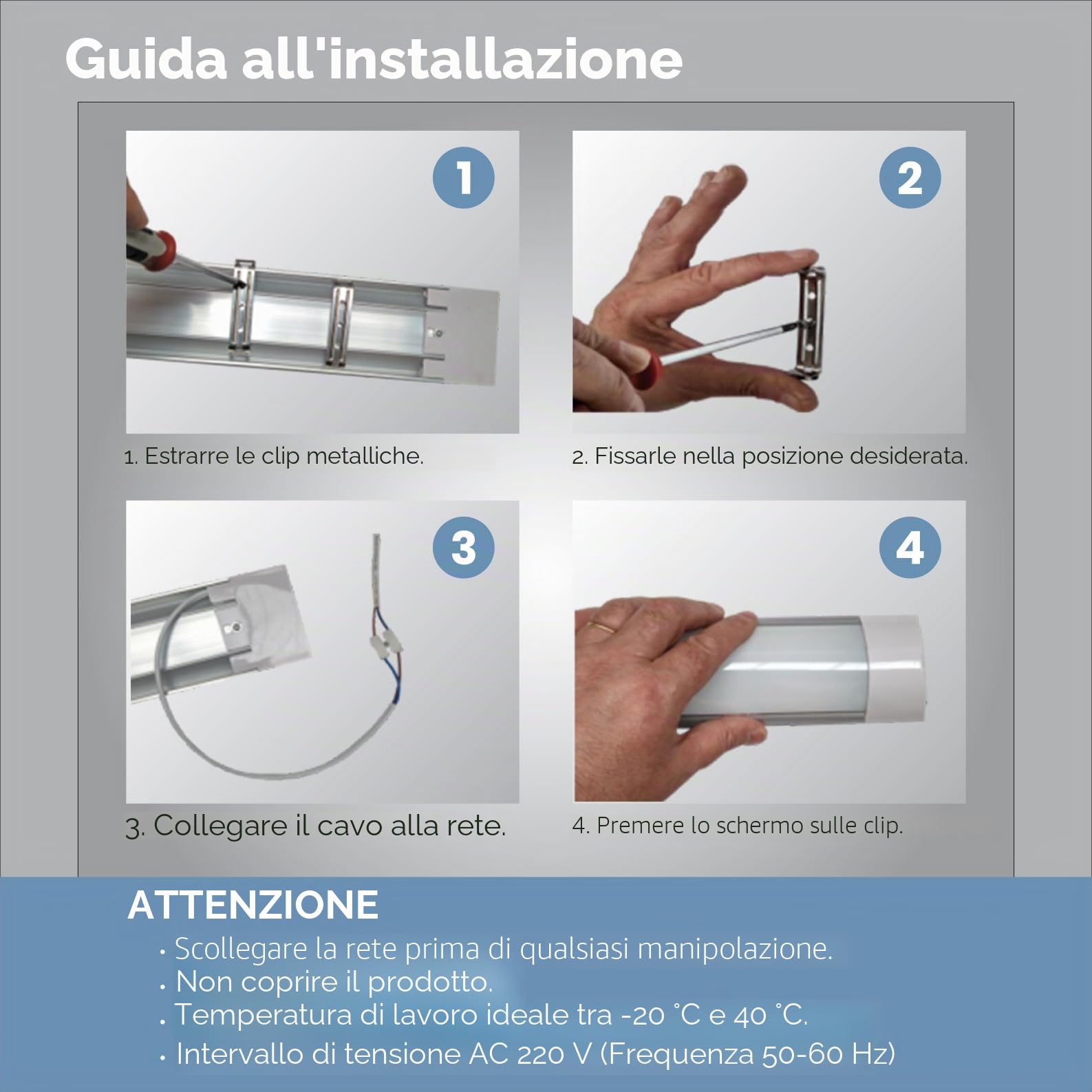 LED ATOMANT Plafoniera LED Lineare da Soffitto, 120cm 40W, CCT (Selettore di Colore Bianco Caldo, Neutro e Freddo), 4000 Lumen