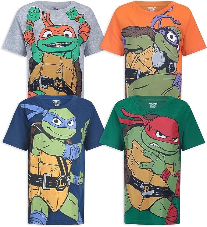 Nickelodeon Teenage Mutant Ninja Turtles Boys 4 Pack Short Sleeve T-Shirts for Big Kids - Image 3