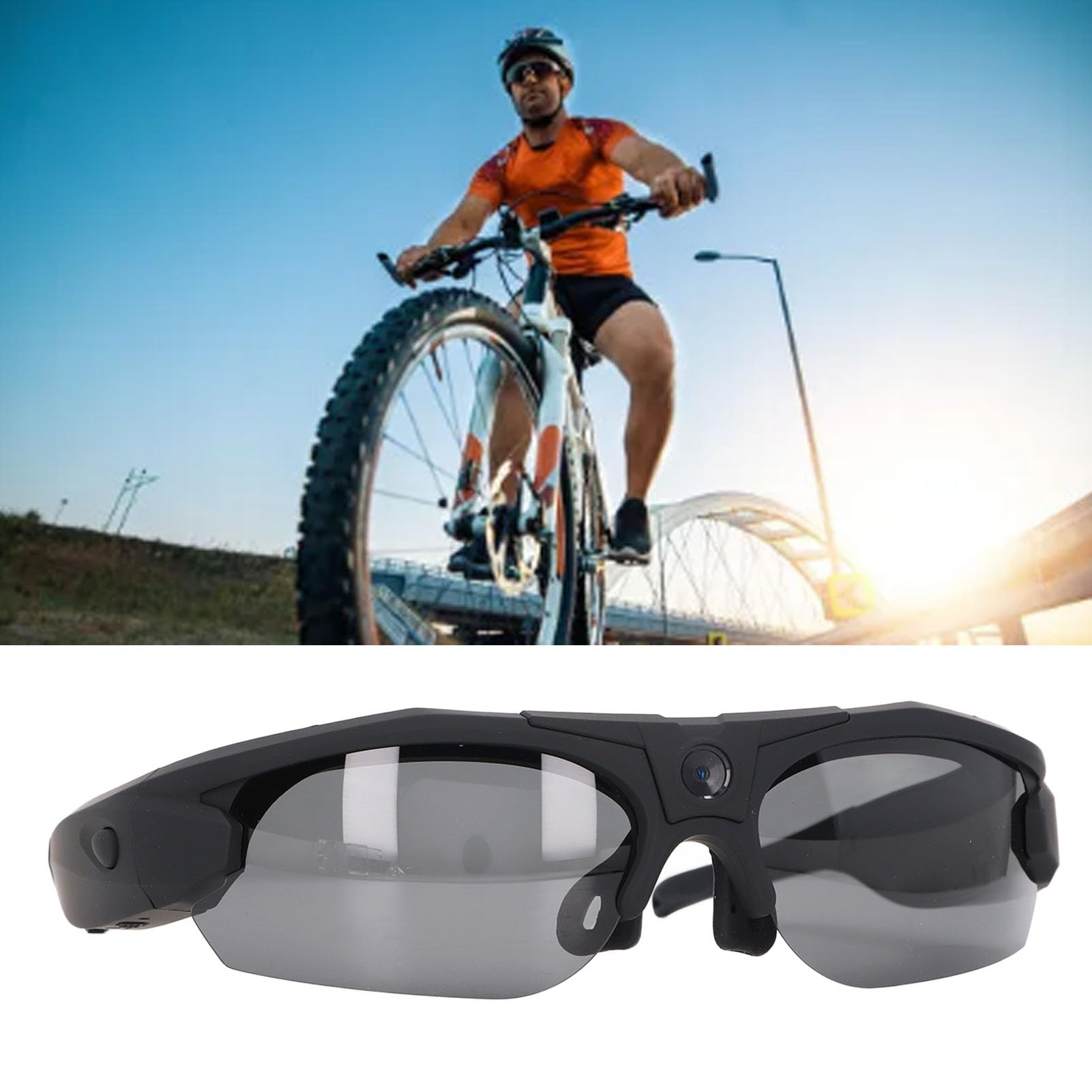 Cámara para Gafas de Sol, HD 1920x1080, con Lente Transparente, Conectividad WiFi, Gran Capacidad de Almacenamiento, Ajuste Universal, para Viajes al Aire Libre