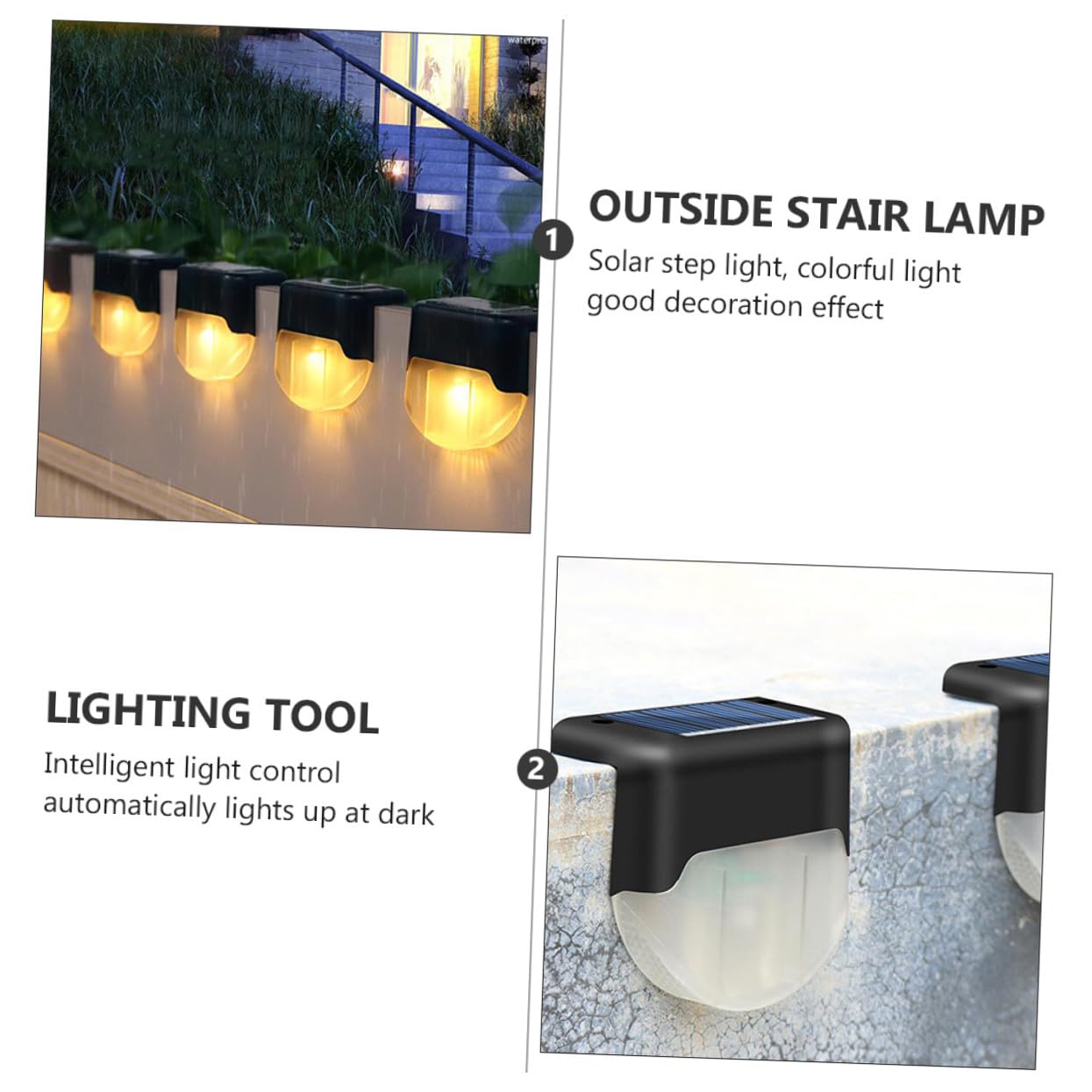 Luci Solari da Gradino LED Ip55 Nere 4 Pezzi per Esterni