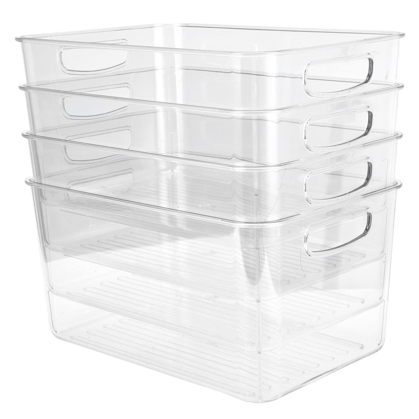 für Küchenorganisatoren, 4PCS Transparente Lagerbehälter für Kühlschrank und Schrank, Plastikkörbe mit Deckel für die Lagerung von Lebensmitteln, klare stapelbare Kisten