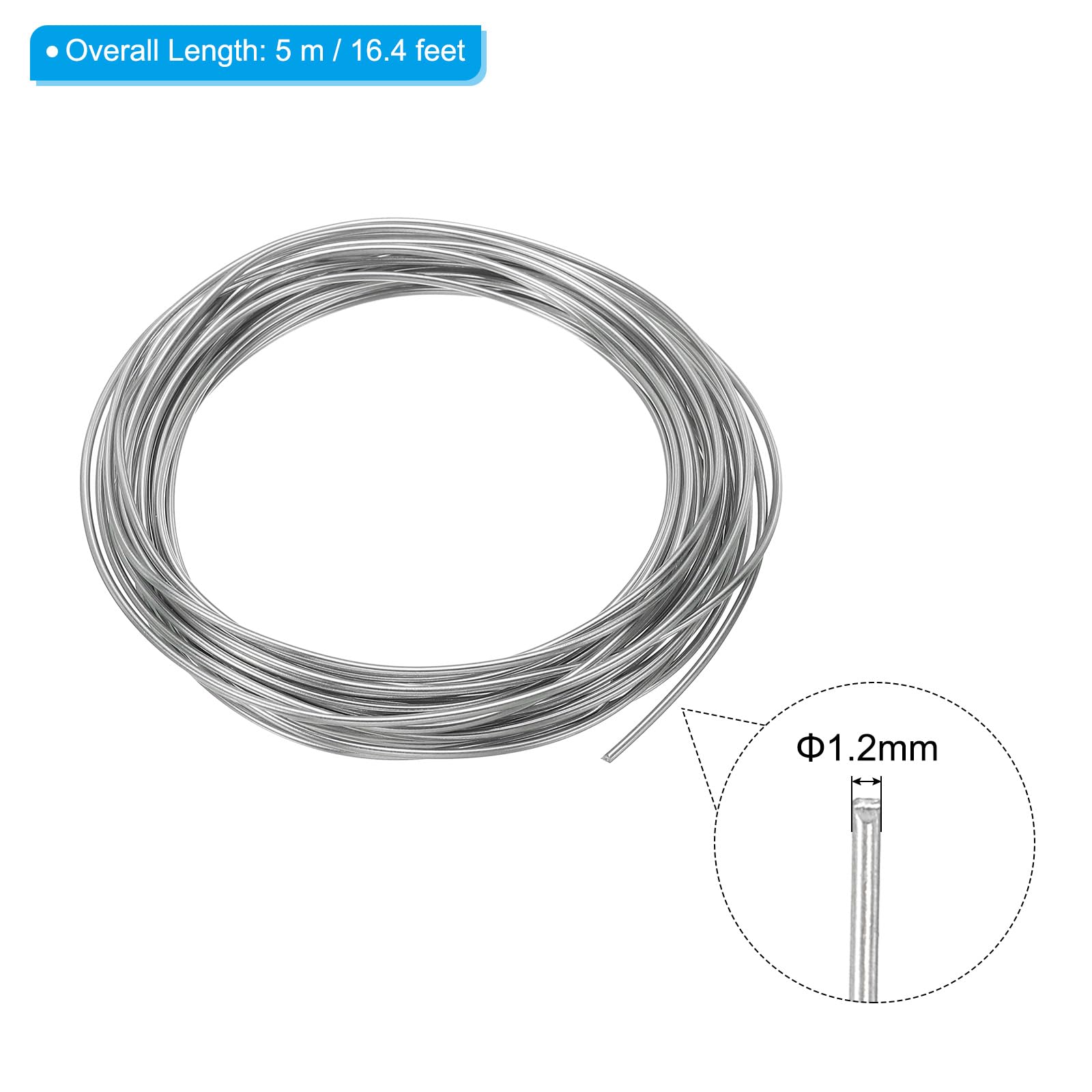 PATIKIL 99.99% High Purity Zinc Wire, 18 Gauge Pure Zinc Wire 1.2mm Soft Beading Lab Scientific Experiment Tool (16.4Ft/Roll) - Image 2
