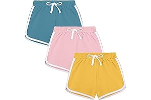 3Pc Girls Athletic Shorts Kids Active Running Dolphin Hem Shorts